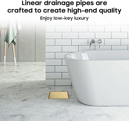 DLONE® Shower Drain | 6 Inch Brushed Gold with Tile Insert Panel | Square Shower Drain, with Hair Catcher, Shower Floor Drain Fits Bathroom & Balcony etc
