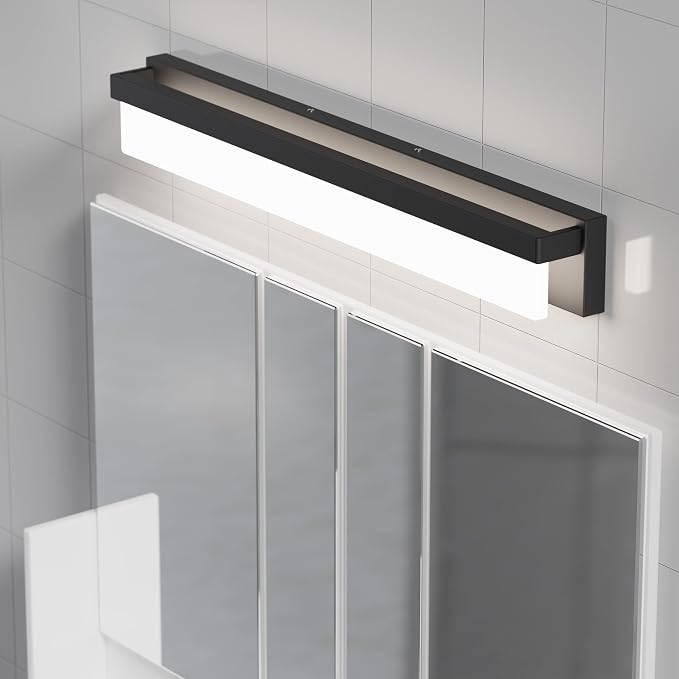 LED Bathroom Vanity Light Fixture Over Mirror 32.3 inch Modern Rectangle Black Matte Metal Lighting Bar 4000K Daylight Wall Sconce (Black)