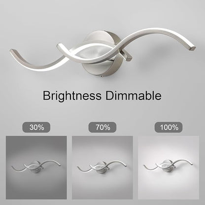EDISLIVE Modern Wave LED Vanity Light Dimmable Modern Led Vanity Light Fixtures Linear Wall Sconce with Acrylic Strip Shade，24 in LED Vanity Lights for Bathroom Bedroom Makeup Living Room, Nickel