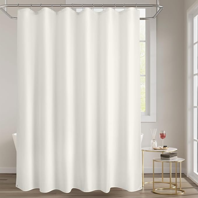 Titanker Fabric Shower Curtain Liner Washable, 70 x 72 Inches, Cream Shower Liner Fabric with 2 Magnets, Bathroom Polyester Shower Liner Waterproof Soft Lightweight, Cream