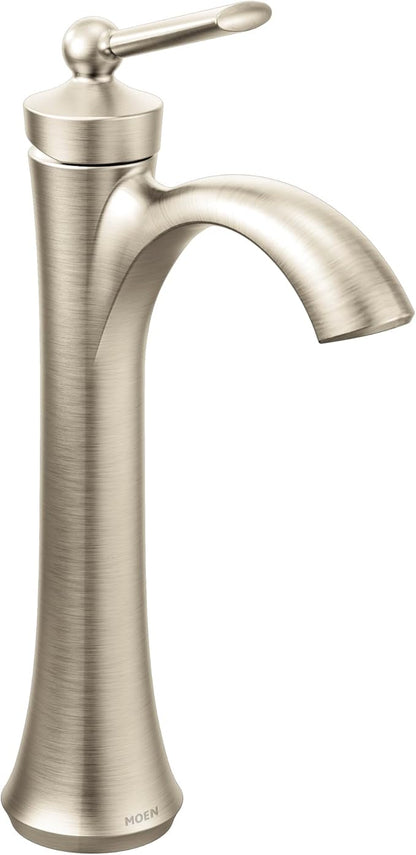 Moen Wynford Brushed Nickel One-Handle High Arc Vessel Bathroom Faucet for Single Hole Vessel Sinks, 4507BN