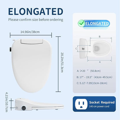 Electric Bidet Seat Elongated,Heated Seat,Luxury Wash,Smart LED | Premium Aerated Wash,Instant Warm,Self Cleaning Nozzle,6000RPM Dryer,Remote Control, Soft Close,Original Manufacturer Quality
