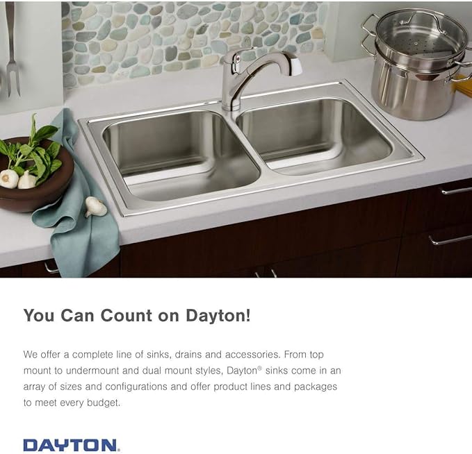 Elkay Dayton D125223 Single Bowl Drop-in Stainless Steel Sink, Satin, 25 x 22