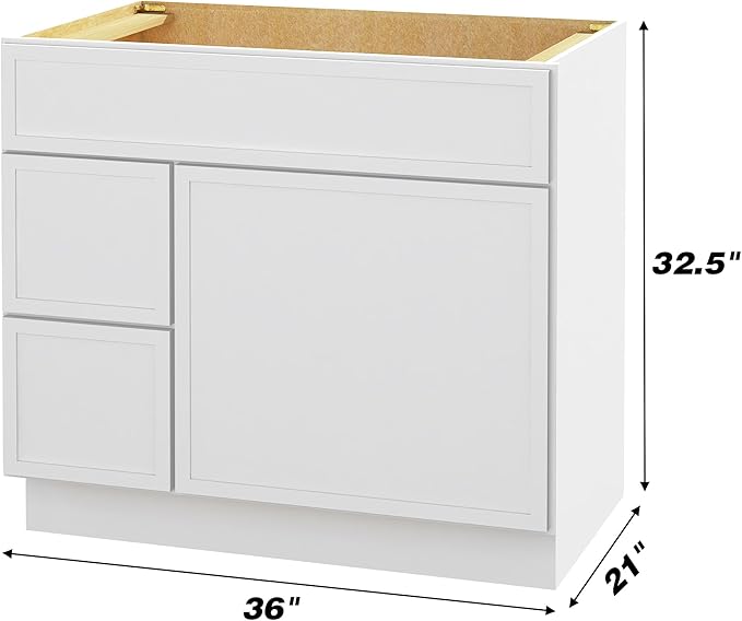 HomeBeyond 72 Inches Bathroom Vanity Base Cabinet Without Sink, Double Sink Top with Door & Soft Closing Drawers, Sturdy Floor Mounted Cabinet 2-Door 4-Drawer, White
