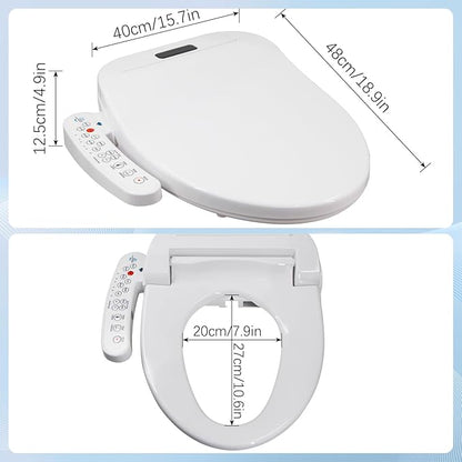 Bidet Toilet Seat Electric Warm Water Bidet with Warm Air Drying, Heated Seat Bidets with Self-cleaning Nozzle Temperature Adjustable White (Round)
