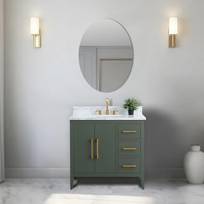 Vanity Art 36 inch Bathroom Vanity with Single Sink & Ceramic Top, Vanity Cabinet with Soft-Closing Doors, Drawers, Solid Wood Frame, Vintage Green, VA9036-VG-GB1