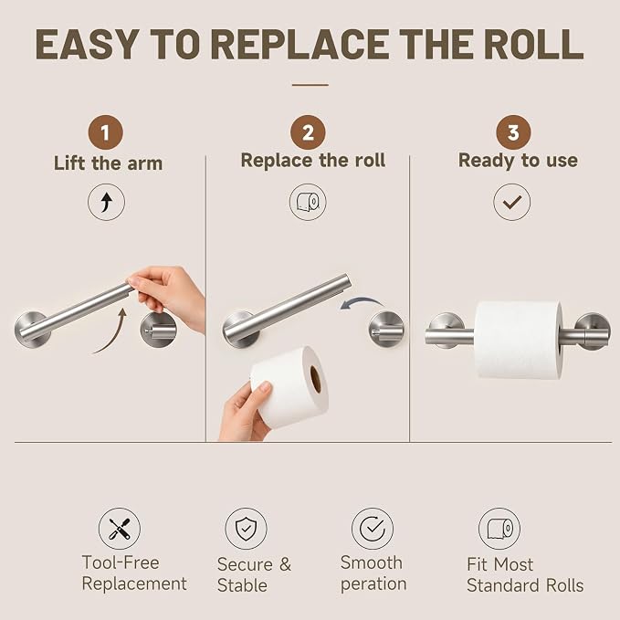 Toilet Paper Holder and Hand Towel Ring Bathroom Set | Brushed Nickel,Stainless Steel,Wall Mount,Bathroom Accessories,Hand Towel Ring and Toilet Paper Holder Set,Easy to install
