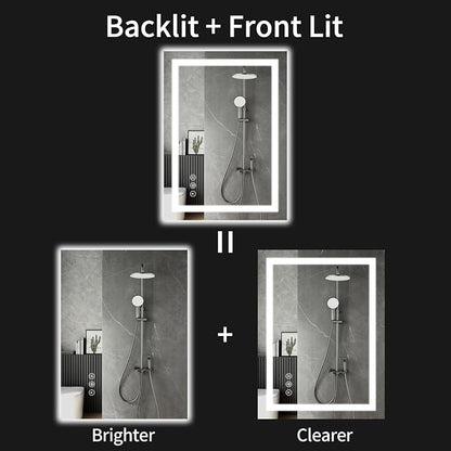 LED Bathroom Mirrors 32"x36" Bathroom Mirror with Lights for Wall, Backlit + Front Lit, 3 Colors, Anti-Fog, Dimmable Brightness for Vanity,Bathroom, Entryway, Living Room