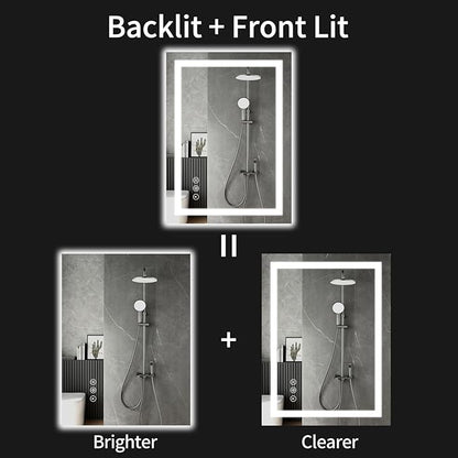 30"x32" Lighted LED Bathroom Mirror with Lights,Dimmable，Anti-Fog,Led Bathroom Vanity Mirror for Wall,Backlit + Front Lit,3 Colors,Memory Function,Shatter-Proof,Tempered Glass,Lighted Mirror
