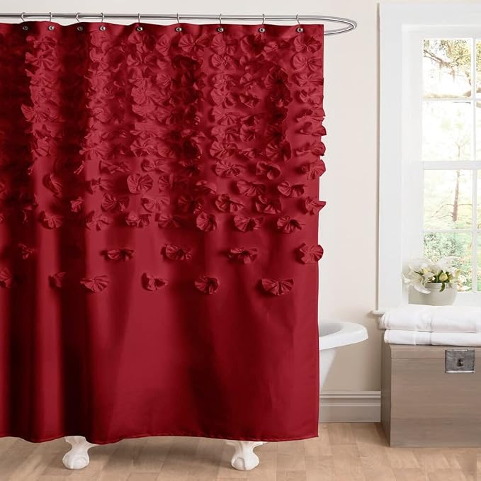 Lush Decor Lucia Shower Curtain 72" W x 72" L, Blush - Bathroom Curtain - Coquette Decor - Flower Shower Curtains - Pink Fabric Shower Curtains