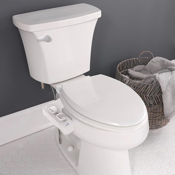 Bemis WS100 000 Wellspring Bidet Attachment, Fresh Water Spray, Non Electric, Easy to Install, White Toilet Seat, Fits