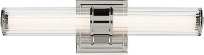 Kichler Laurene LED Bath Bar Light, Polished Nickel | Linear vanity light with clear fluted glass for bathroom mirrors (18.5" x 5" x 4.25"), 55195PNLED