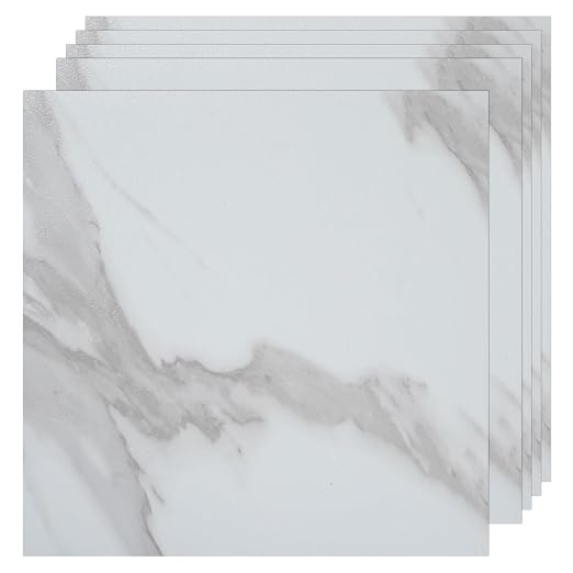 VallisCo 30-Piece Peel and Stick Floor Tiles, 12x12 Covers 30 Sq. Ft. Waterproof Vinyl Flooring, Renter-Friendly Self-Adhesive Floor Stickers for Kitchen, Bathroom, RV, Basement & Home DIY White