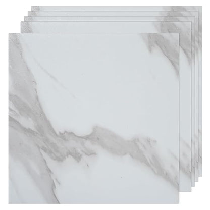 VallisCo 30-Piece Peel and Stick Floor Tiles, 12x12 Covers 30 Sq. Ft. Waterproof Vinyl Flooring, Renter-Friendly Self-Adhesive Floor Stickers for Kitchen, Bathroom, RV, Basement & Home DIY White