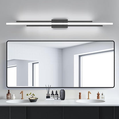 VitaLink 55" Long Black Vanity Light Bathroom Wall Light Fixtures Long Vanity Lights Over Mirror Lighting Lamps Dimmable Bathroom Wall Mount Lighting Over Vanity Mirror