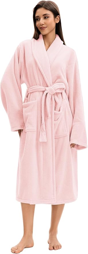 Soft Robe For Women，Warm Plush Bath Robes Female，Spa Towel After Shower Lightweight Long Bathrobe