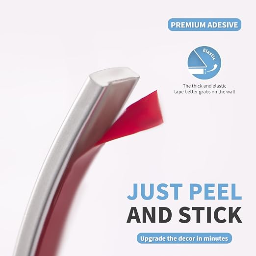 Art3d 30 ft Peel and Stick Flexible Molding Trim for Wall Tile Edge, Silver | Durable, Waterproof, Oil-Proof, Superior Adhesive, Useful, Easy to Clean, Ideal for Mirror Edges, Accent Walls, Backsplashes