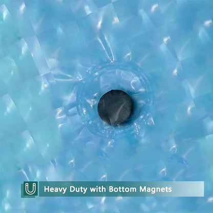 Blue Shower Curtain Liner, 100% Waterproof EVA 3D Shower Curtains with 3 Duty Heavy Bottom Magnets and 12 Rust Proof Grommets, 72x72 Weighted Shower Liner for Shower Stall, Bathtubs