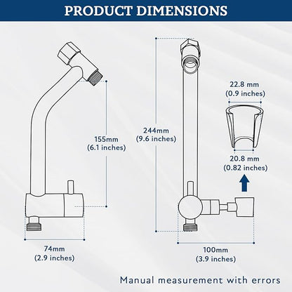 G-Promise All Metal Shower Diverter with Low Handheld Holder (Chrome) | 6 Inch Downward-Extend Bracket for All Heights, 4 Spray Modes with Pause Mode, Anti-Leak, Easy Install, Universal Replacement