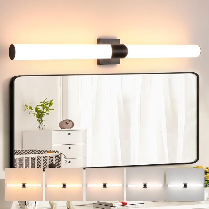 39" Black Bathroom Vanity Lights, Wall Sconce with Acrylic Shade | Modern Wall Light for Bathroom Bedroom Living Room Hallway