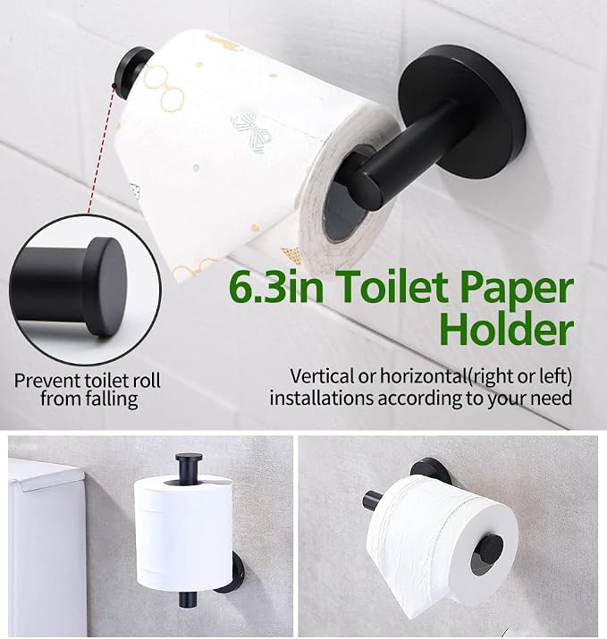 10pcs Matte Black Retractable Bathroom Hardware Set, | Including 24in Retractable Hand Bar, Toilet Paper Holders, Towel Rings, Multifunctional Robe Hooks