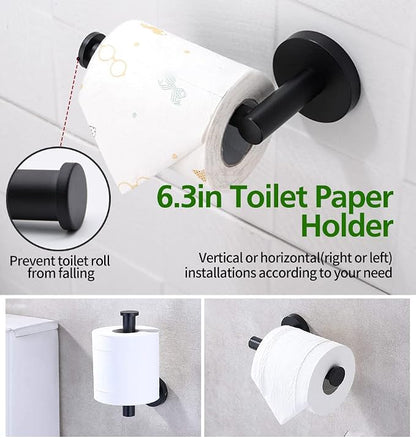 20pcs Bathroom Hardware Set, Matte Black Bathroom Hardware Set, Including 16" Hand Towel Bars, Toilet Paper Holders, Towel Rings, Robe Towel Hooks | Including 16" Hand Towel Bars, Toilet Paper Holders, Towel Rings, Robe Towel Hooks