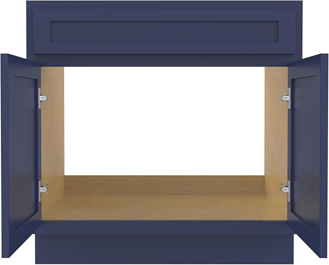 Vanity Art 36 Inch Double Shutter Door Bathroom Vanity Base Cabinet with Soft Closing Shaker Drawer, Strudy Floor Mount Storage Cabinet Organizer for Bedroom, Living Room, Kitchen, VA4036-BLUE