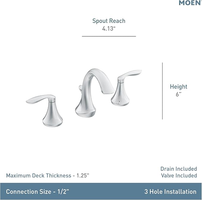 Moen Eva Oil-Rubbed Bronze Two-Handle High Arc Widespread Bathroom Sink Faucet for 3-Hole Setups with Valve Included, TV6420ORB