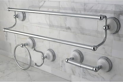 Kingston Brass BAK1113478C Victorian 4-Piece 24-Inch Dual Towel Bar Bathroom Accessory Set in Polished Chrome
