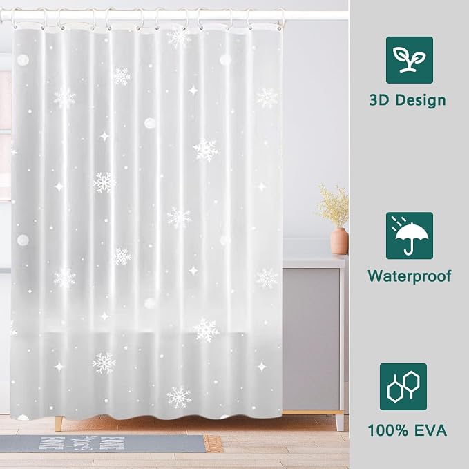 Shower Curtain Liner, 100% Waterproof Peva Shower Curtains with 3 Duty Heavy Bottom Magnets and 12 Rust Proof Grommets, 72x72 Weighted Shower Liner for Shower Stall, Bathtubs