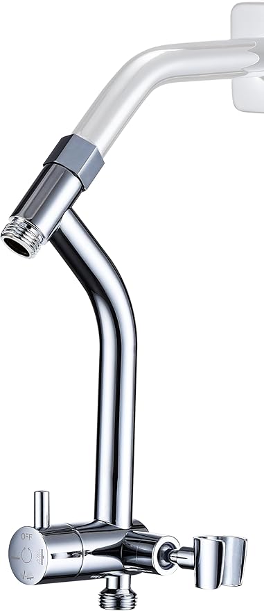 G-Promise All Metal Shower Diverter with Low Handheld Holder (Chrome) | 6 Inch Downward-Extend Bracket for All Heights, 4 Spray Modes with Pause Mode, Anti-Leak, Easy Install, Universal Replacement