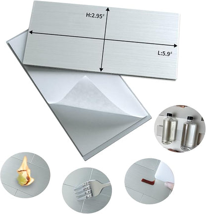 AULIGET 4-Piece Stainless Steel Subway Tile Peel and Stick Backsplash, 3" x 6" Metal Stick on Wall Tiles for Backsplash Kitchen, Bathroom, Laundry Room, Camper, Fireplace