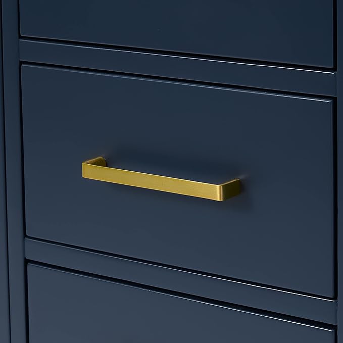 ARIEL Cambridge 42-inch Bathroom Vanity Base Cabinet,Solid Wood, 2 Soft Closing Doors, 5 Dovetail Drawers, Midnight Blue