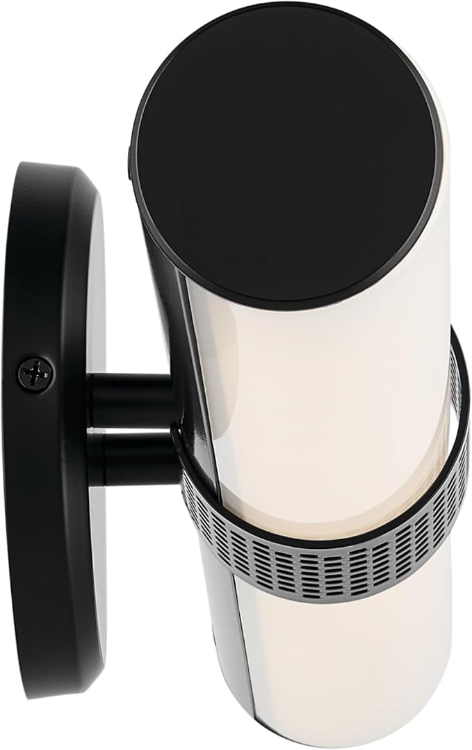 Kichler Sashi 24.25" LED Medium Bath Bar with White Glass in Black, Modern, for Vanity, Fireplace, Buffet, Hallway, Vanity Mirror, (24.25" W x 5" H) 55192BKLED