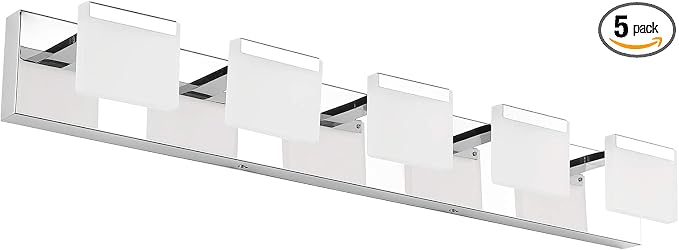 Ralbay LED Modern Bathroom Vanity Lights 5 Lights Acrylic Stainless Steel Bathroom Wall Light Fixture