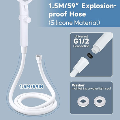 5+1 Mode High Pressure Replacement White RV Shower Head with Hose | On/Off Switch, Water Saving Motorhome Shower Head for RV/Campervan, Caravan