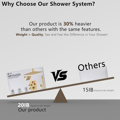 Dual Shower Heads Shower System with 16" Ceiling Mounted Rain Shower Head & 6" Wall Mounted Head Full Body Shower System 3 Way Thermostatic Shower Valve Can All Run Together, Brushed Gold