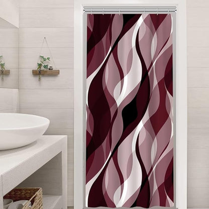 Stall Shower Curtain, Small Burgundy Shower Curtain Set for Bathroom Modern Waterproof Narrow Ombre Shower Curtain Set with Hooks, 36x72 Inch
