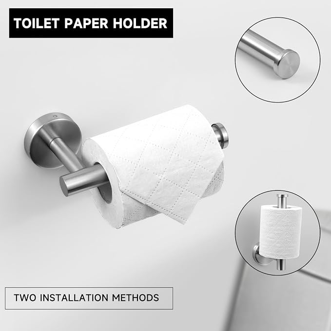 10 Piece Brushed Nickel Bathroom Hardware Set -Include23.6&16inch Bathroom Towel bar,Towel Ring,Toilet Paper Holder, Towel Hook,2 Pack 5 Piece Bathroom Accessories Set