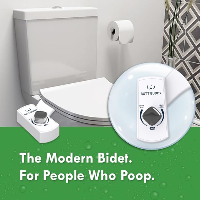 BUTT BUDDY Duo - Bidet Toilet Seat Attachment & Fresh Water Sprayer (Easy to Install | Non-Electric | Dual-Nozzle Cleaning | Gentle Wash | Healthy, Sanitary Bathroom)