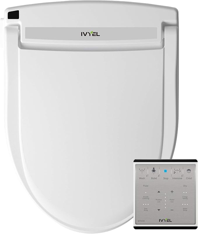 J-2R Smart Electric Bidet for Toilet Seat,For Elongated toilet,Warm water,Heated bidet toilet seat,Remote Control,Heated Dryer,Child Function,Stainless Steel Self-Cleaning Nozzle,LED Night Light