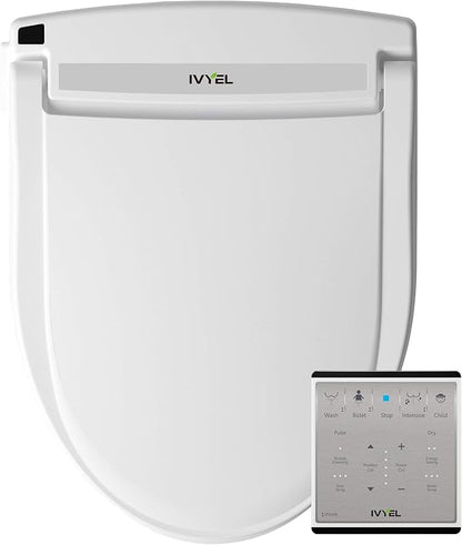J-2R Smart Electric Bidet for Toilet Seat,For Elongated toilet,Warm water,Heated bidet toilet seat,Remote Control,Heated Dryer,Child Function,Stainless Steel Self-Cleaning Nozzle,LED Night Light