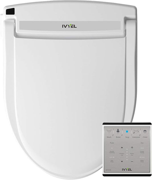 J-2R Smart Electric Bidet for Toilet Seat,For Elongated toilet,Warm water,Heated bidet toilet seat,Remote Control,Heated Dryer,Child Function,Stainless Steel Self-Cleaning Nozzle,LED Night Light