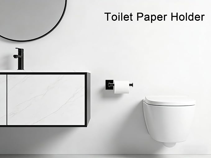 Black Hand Towel Bar for Bathroom Wall, Towel Rack 304 Stainless Steel, Toilet Paper Holder Wall Mount, Tissue Holder for Home Decor