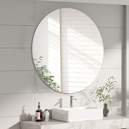 30 Inches Round Bathroom Medicine Cabinet, Frameless Circle Mirror Cabinet Wall Mounted Cabinet with Surface Mount Installation