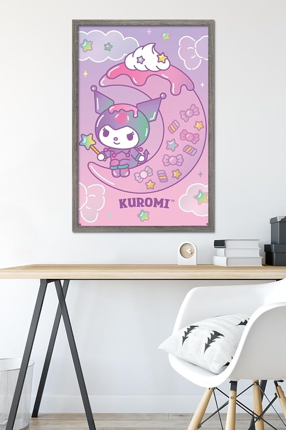 Hello Kitty and Friends: 24 Dreamland - Kuromi Wall Poster, 34L" x 22.4W", Barnwood Framed Version