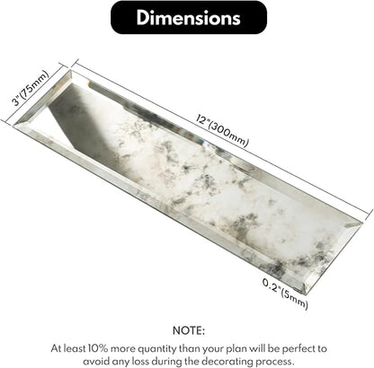 Peel and Stick Beveled Sliver Antique Mirror Tile Subway Mirror Glass Backsplash 3x12 Inch for Kitchen Bathroom Wall