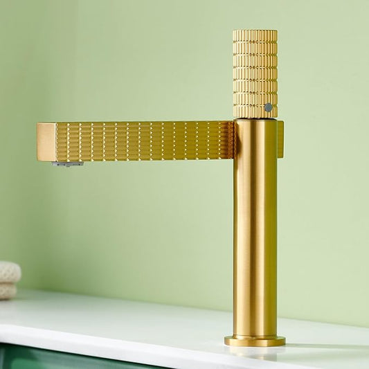Bathroom Faucet Single Handle Single Hole Faucet for Bathroom Sink Hot and Cold Brushed Gold