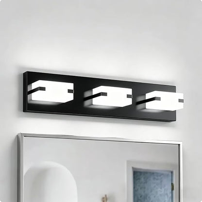 LED Bathroom Light Fixtures, 3-Light Modern Vanity Lights with Milky White Frosted Acrylic Shades, Matte Black Bathroom Lighting fixtures Over Mirror, ETL Listed, 20W (Cool White 5700K)
