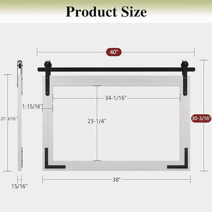 Farmhouse Bathroom Mirror, 40x30 Inch White Vanity Mirror for Wall, Wood Framed Rustic Mirror Rectangular Wall Decor Mirrors for Entryway Living Room Bedroom
